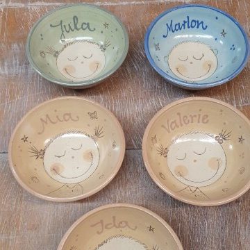 Töpferei Drehwurm Schalen mit Namen