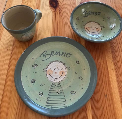 Töpferei Drehwurm Geschirr mit Namen