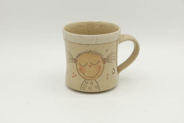 Töpferei Drehwurm Tasse Tag des Lächelns weiß