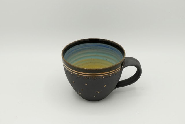 Töpferei Drehwurm Cappuccinotasse gold schwarz