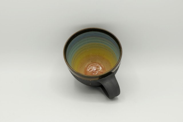 Töpferei Drehwurm Cappuccinotasse gold schwarz