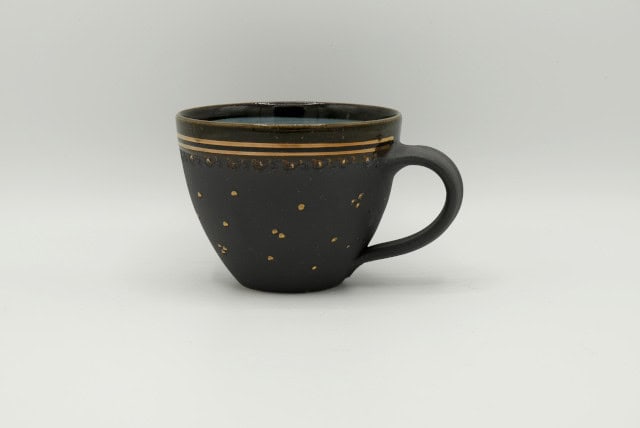 Töpferei Drehwurm Cappuccinotasse gold schwarz