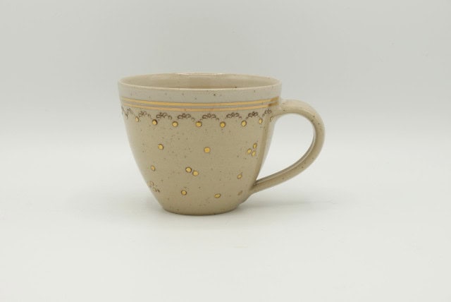 Töpferei Drehwurm Cappuccinotasse gold weiß