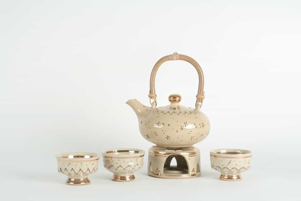 Töpferei Drehwurm Teeservice Teelschale Stövchen